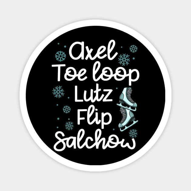 Axel, Toe Loop, Flip, Lutz, Salchow - Figure Skating Gift Magnet by biNutz